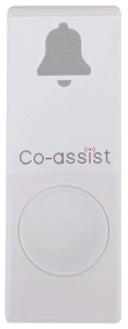 bouton d'appel blanc debout étiquette co-assist
