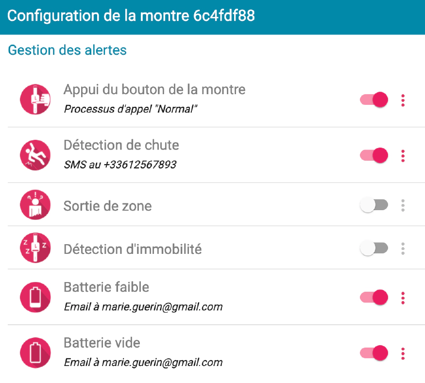 Configuration des dispositifs Co-assist Configuration des alertes de la montre et modes de notifications
